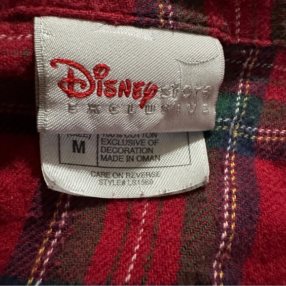 Disney Store Embroidered Mickey Mouse Red Plaid Pajama Set Christmas Size M - Picture 5 of 11